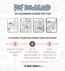 PDF download preview of The Comfort Crew — 23 black-and-white coloring pages