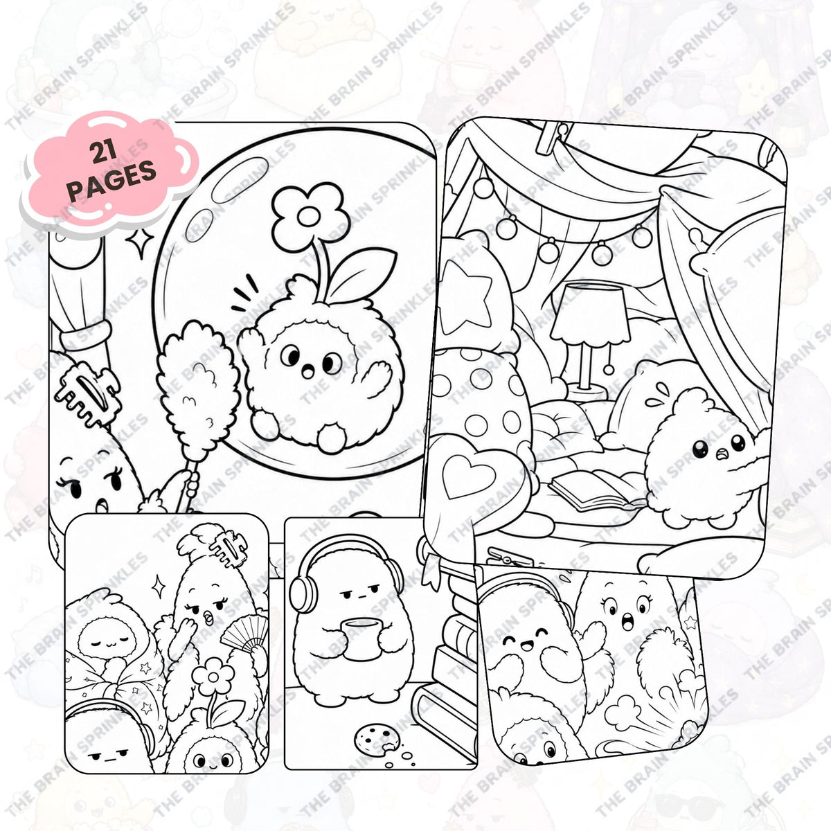 Single coloring page from Puffy Problems, ready to print at home on A4 or US Letter paper